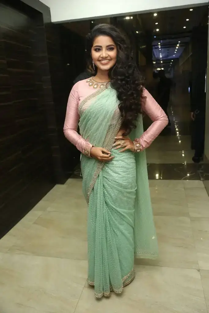 BEAUTIFUL INDIAN GIRL ANUPAMA PARAMESWARAN IN GREEN SAREE 5